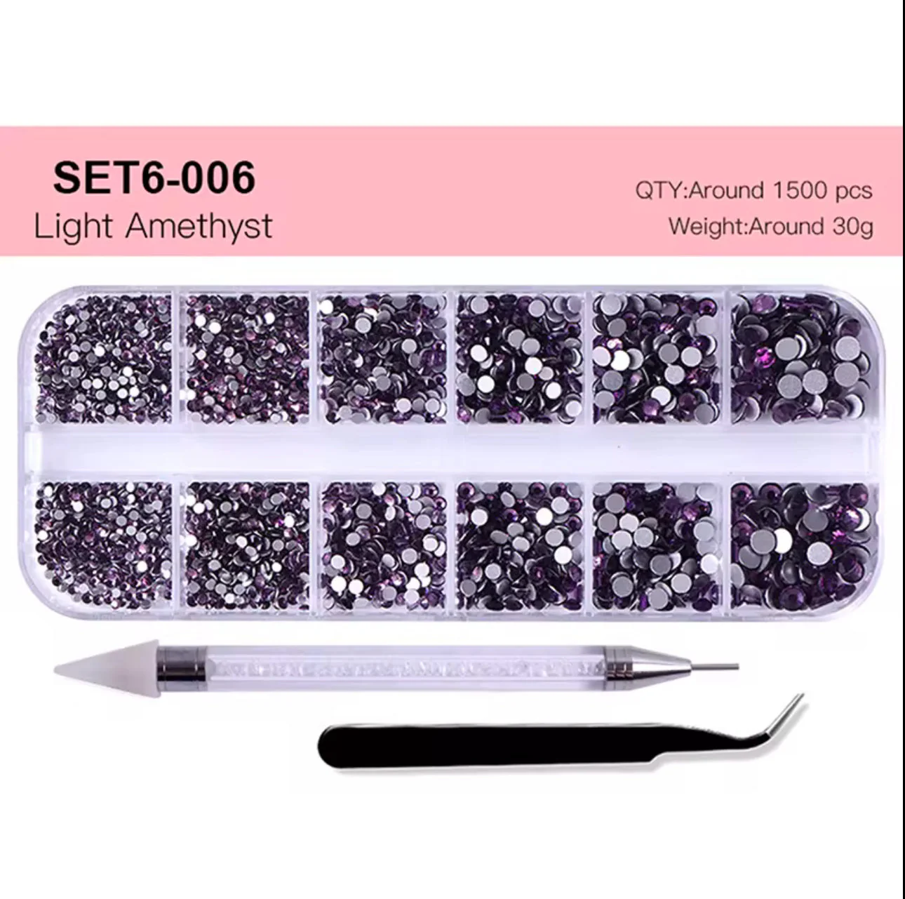 12 Grid Rhinestone Pack with Pen & Tweezer - Image 6