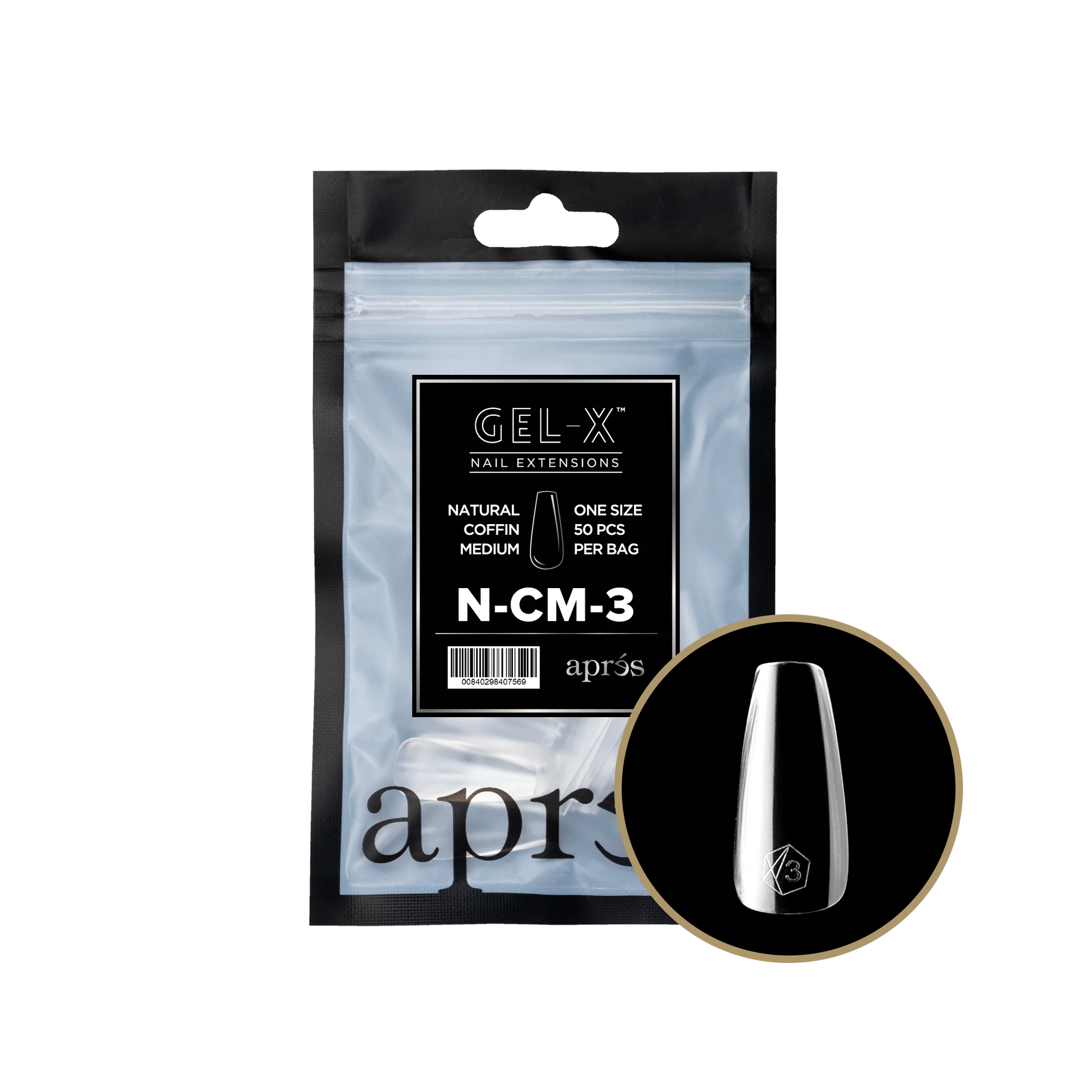 apres Gel-X® Natural Coffin Medium Refill Bag