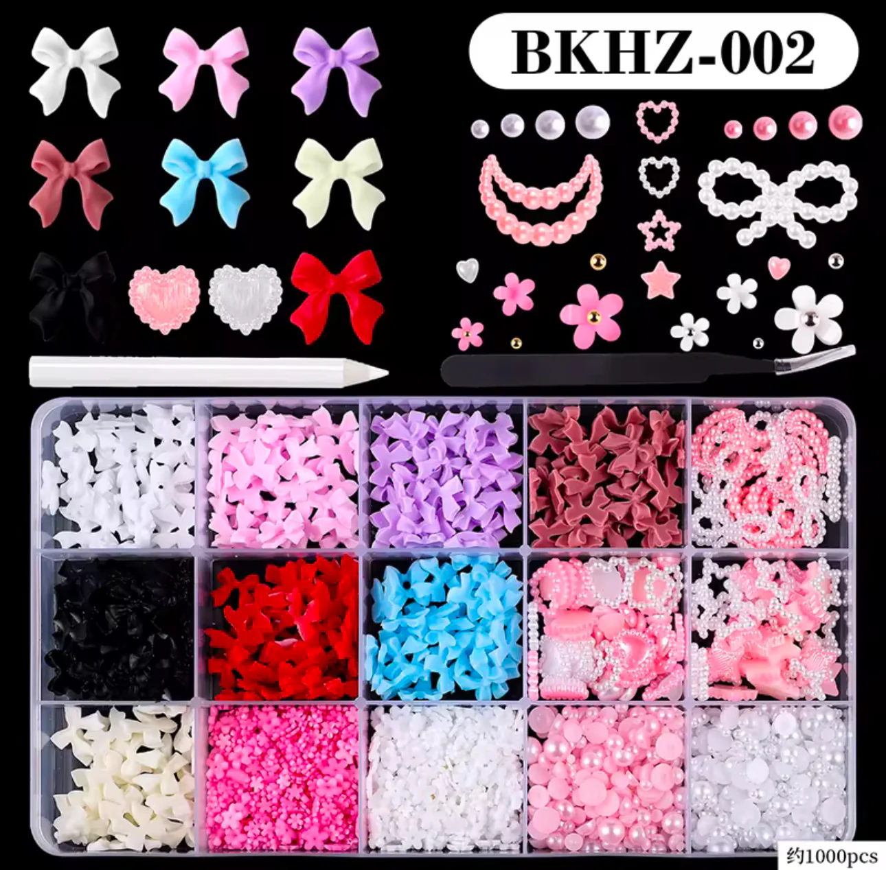 Assorted Nail Charms 15 Grid 1000-1700pc - Image 2