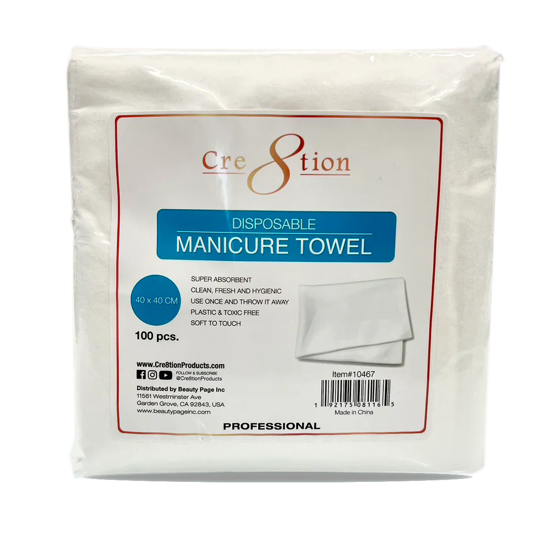 Cre8tion Disposable Manicure Plain Towel 40x40 cm 100 pcs./ bag