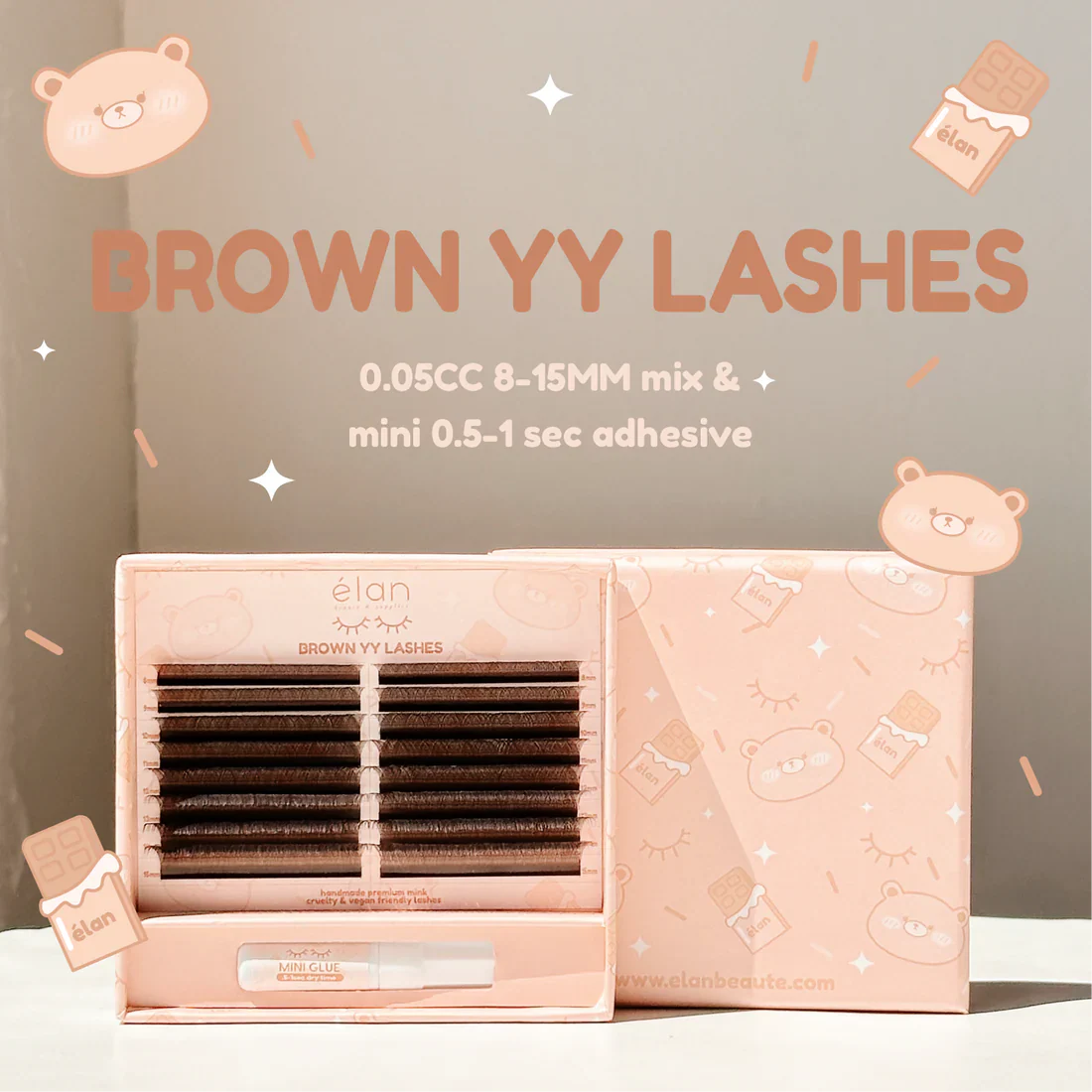 elan Brown YY Lashes + 1 mini lash adhesive - Image 5