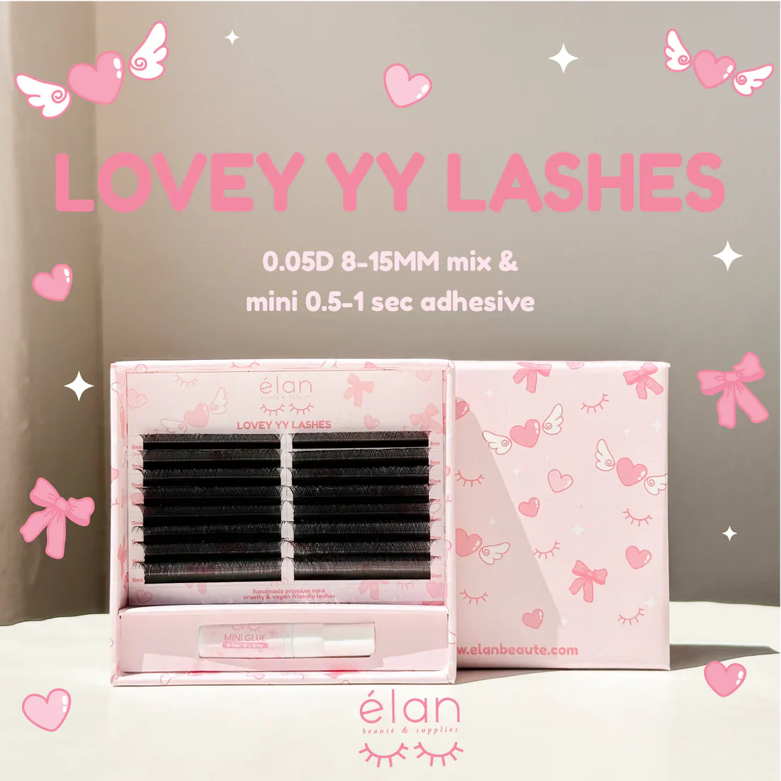 elan Lovely YY lashes + 1 mini lash glue 0.05 CC - Image 4