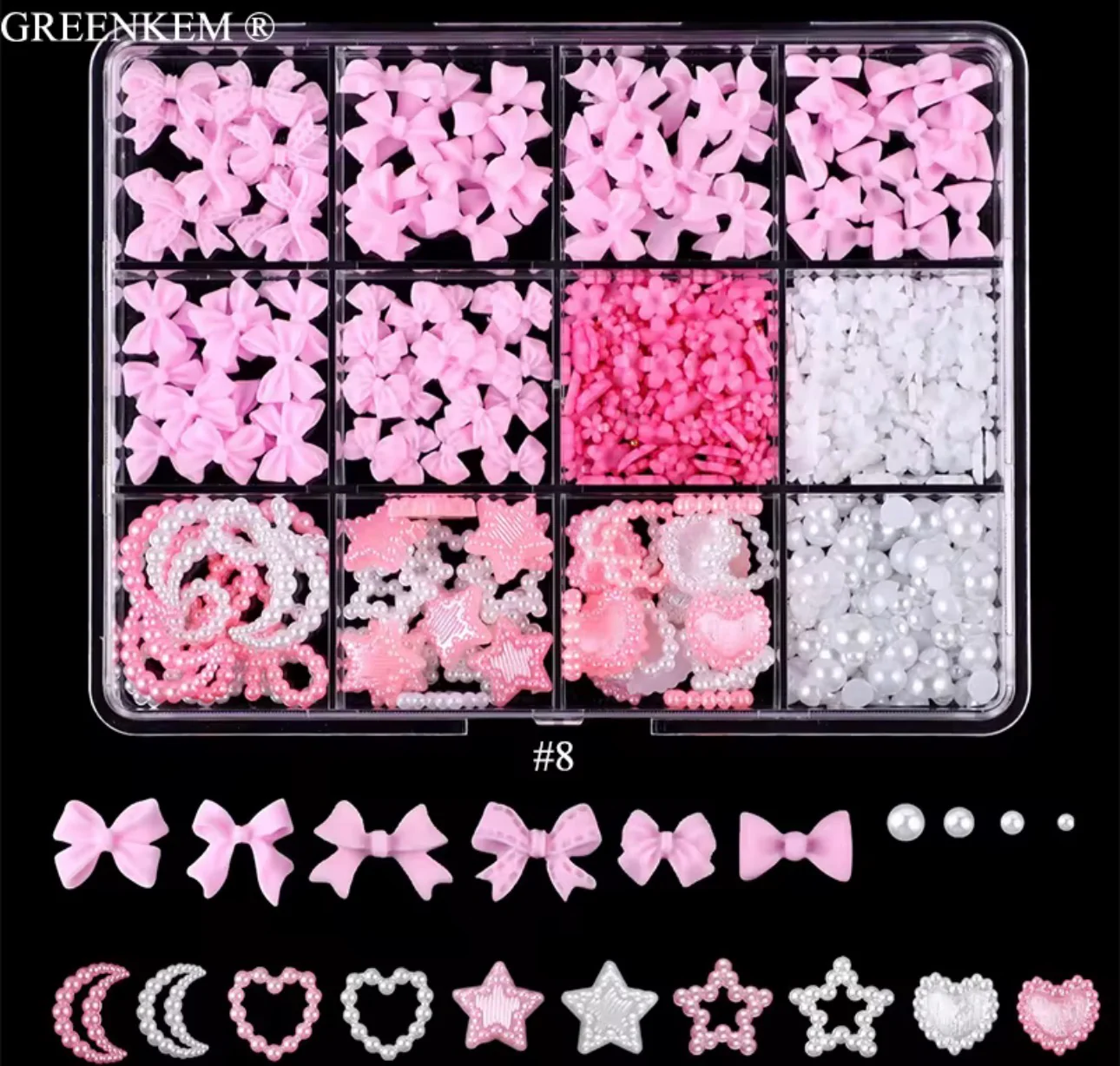 Flower/Bow Nail Charm 12 Grid Pack - Image 2