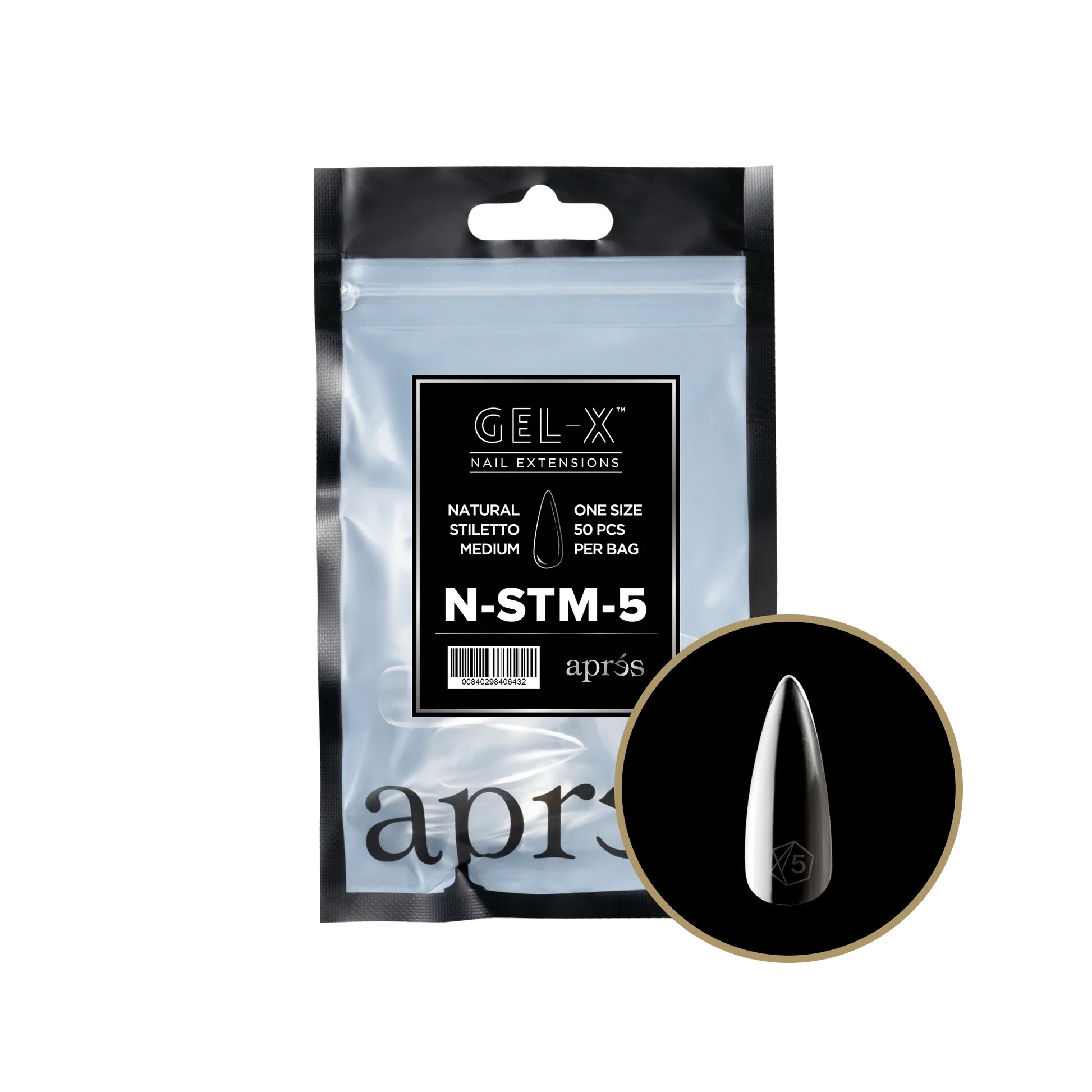Apres Gel-X® Natural Stiletto Medium Refill Bag - Image 3