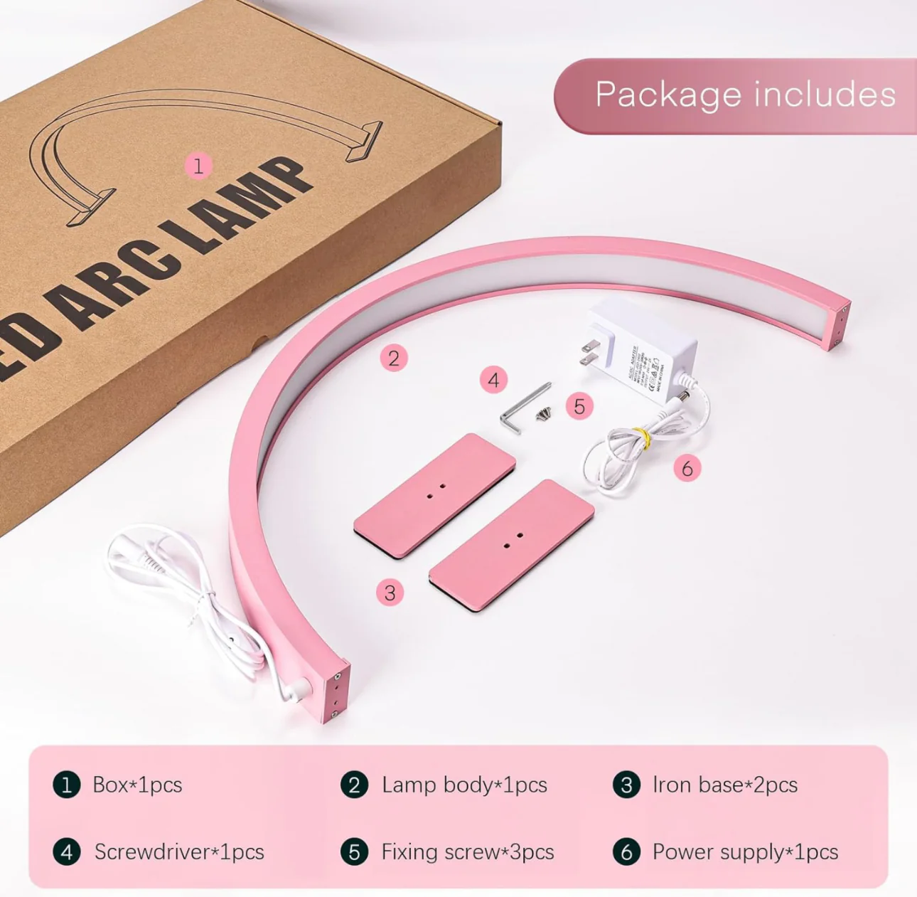 Half Moon Pink LED Desk Lamp - Image 3