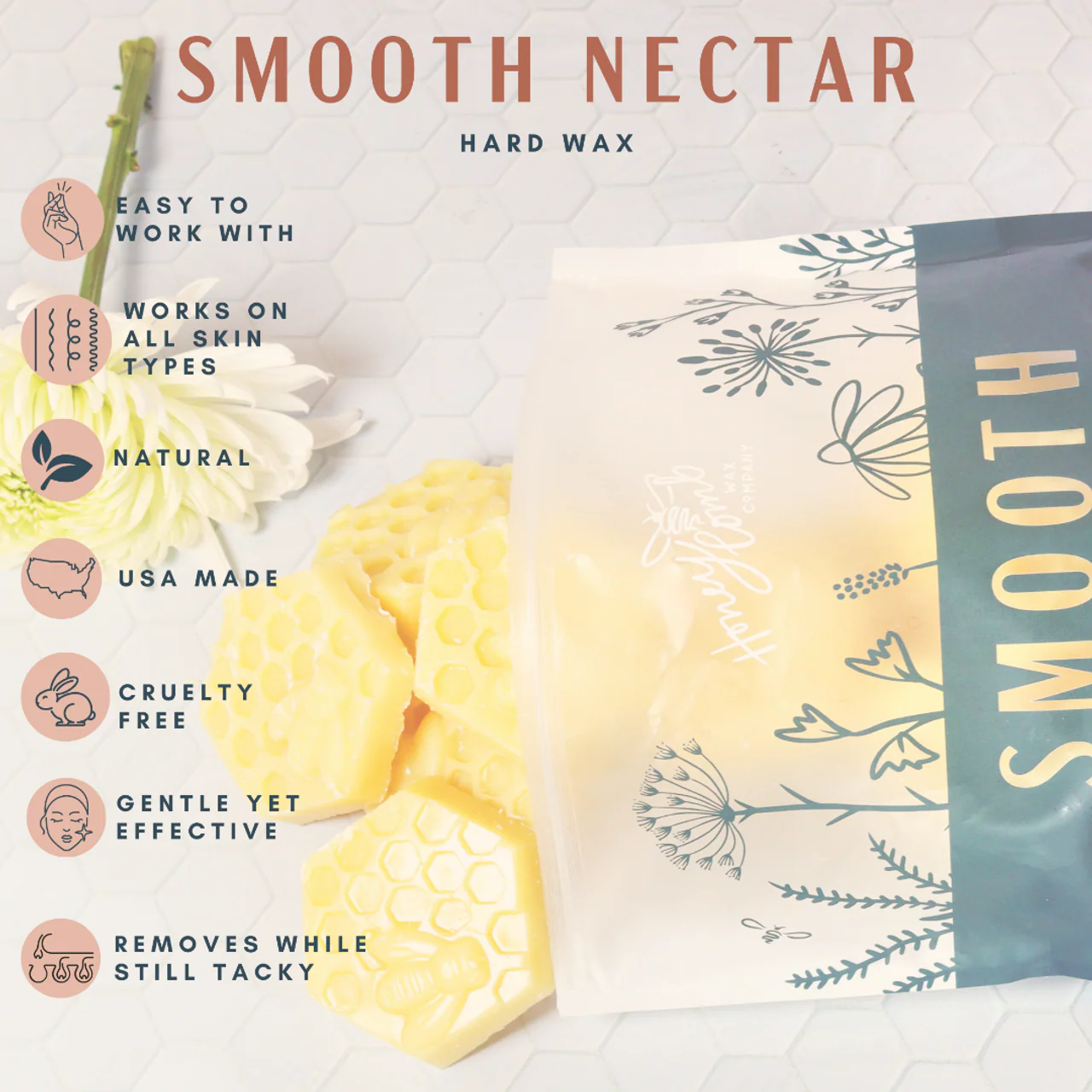 Honey Comb Wax Co. Smooth Nectar ALL-NATURAL | HARD WAX | 2.2LB - Image 2