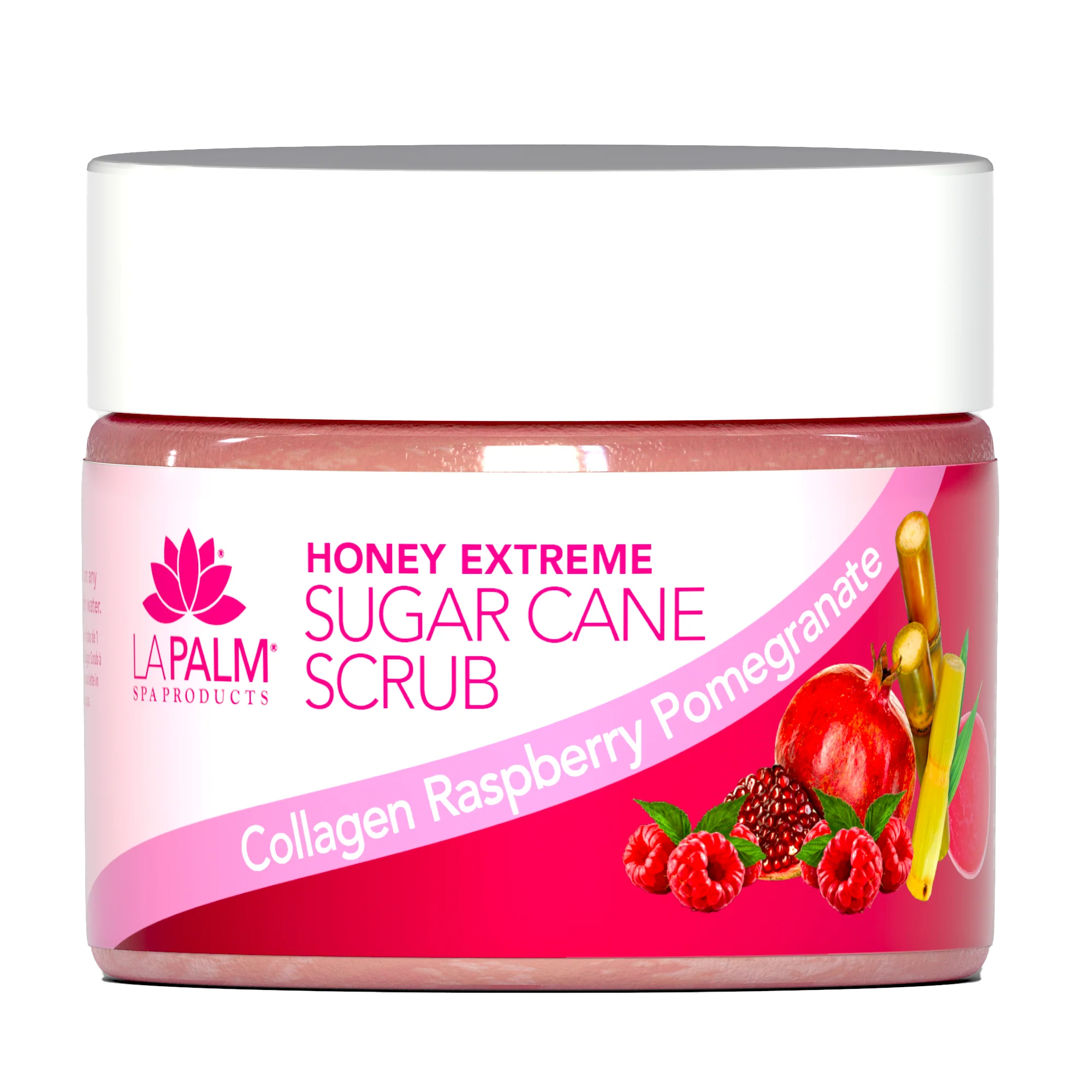 LA PALM Honey Extreme Sugar Cane Scrub “Raspberry Pomegranate ” 12oz