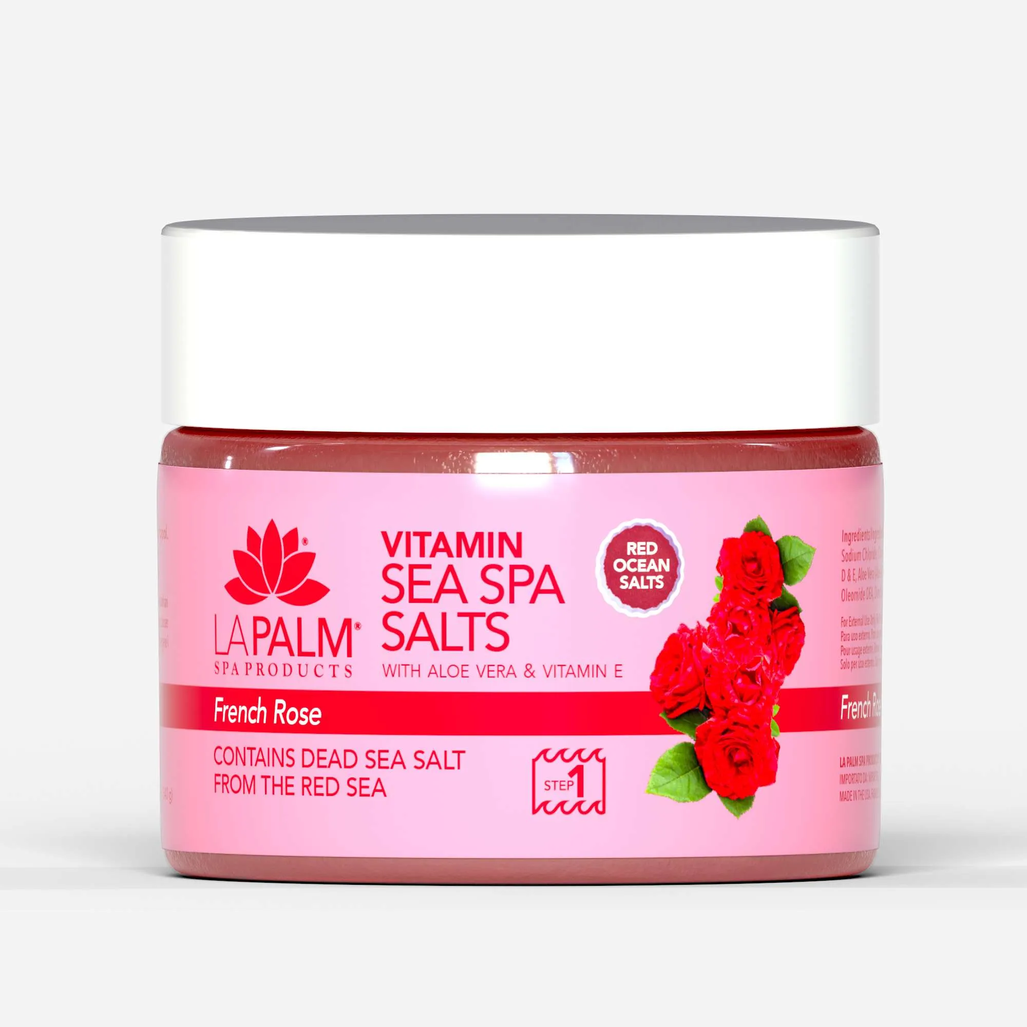 LA PALM Spa Products Vitamin Sea Spa Salts “French Rose” 12oz - Image 2