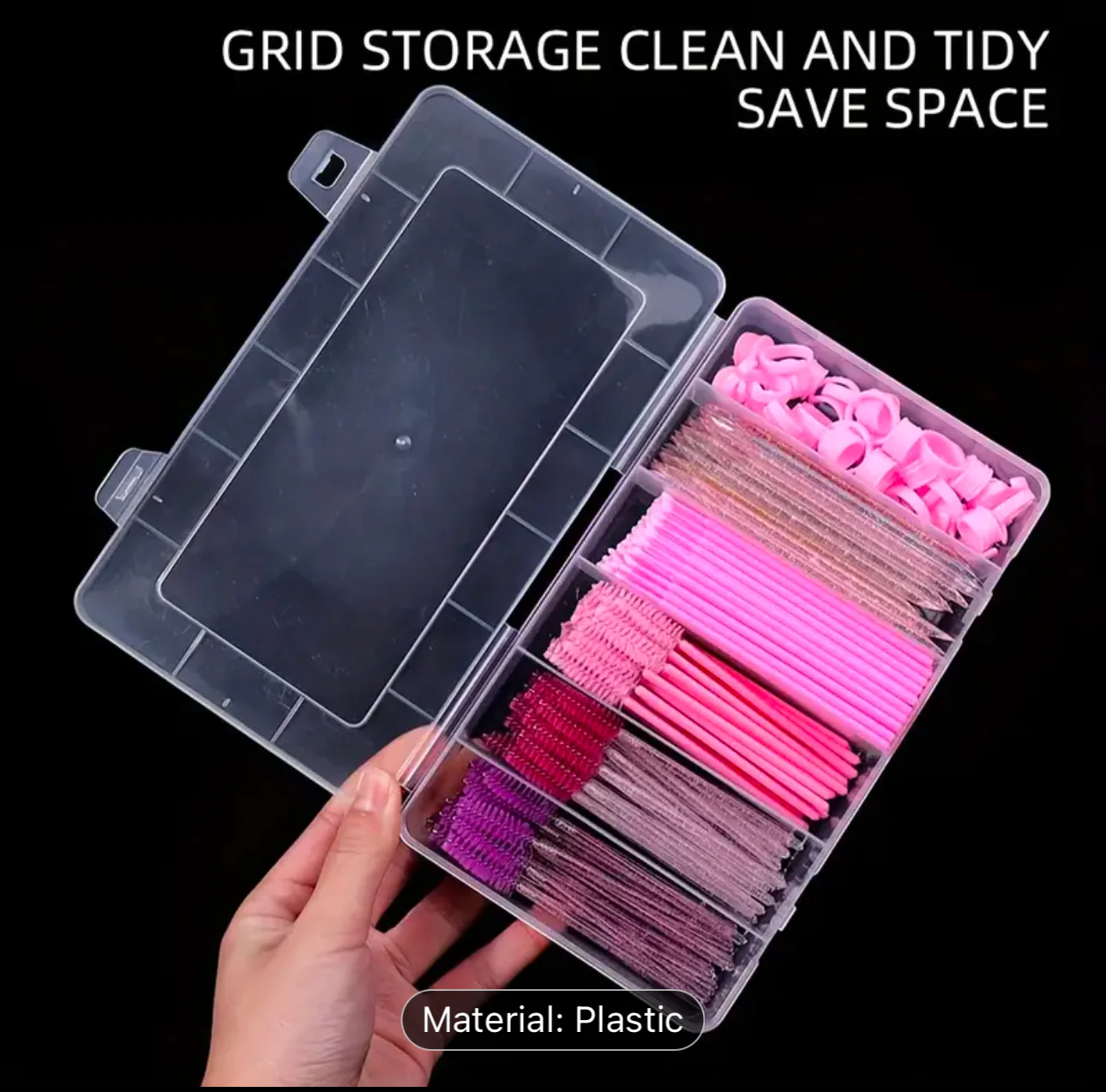 Lash Supplies Plastic Storage Container 6 Grid (Supplies Included) - Image 2