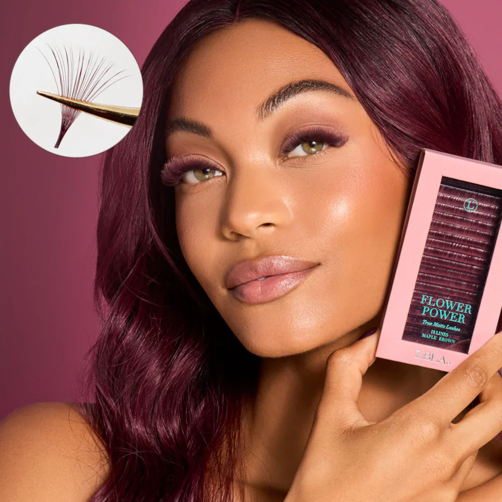LBLA Flower Power True Matte Lashes 0.03mm - Merlot Burgundy Brown Lash Extensions (18 lines) - Image 4