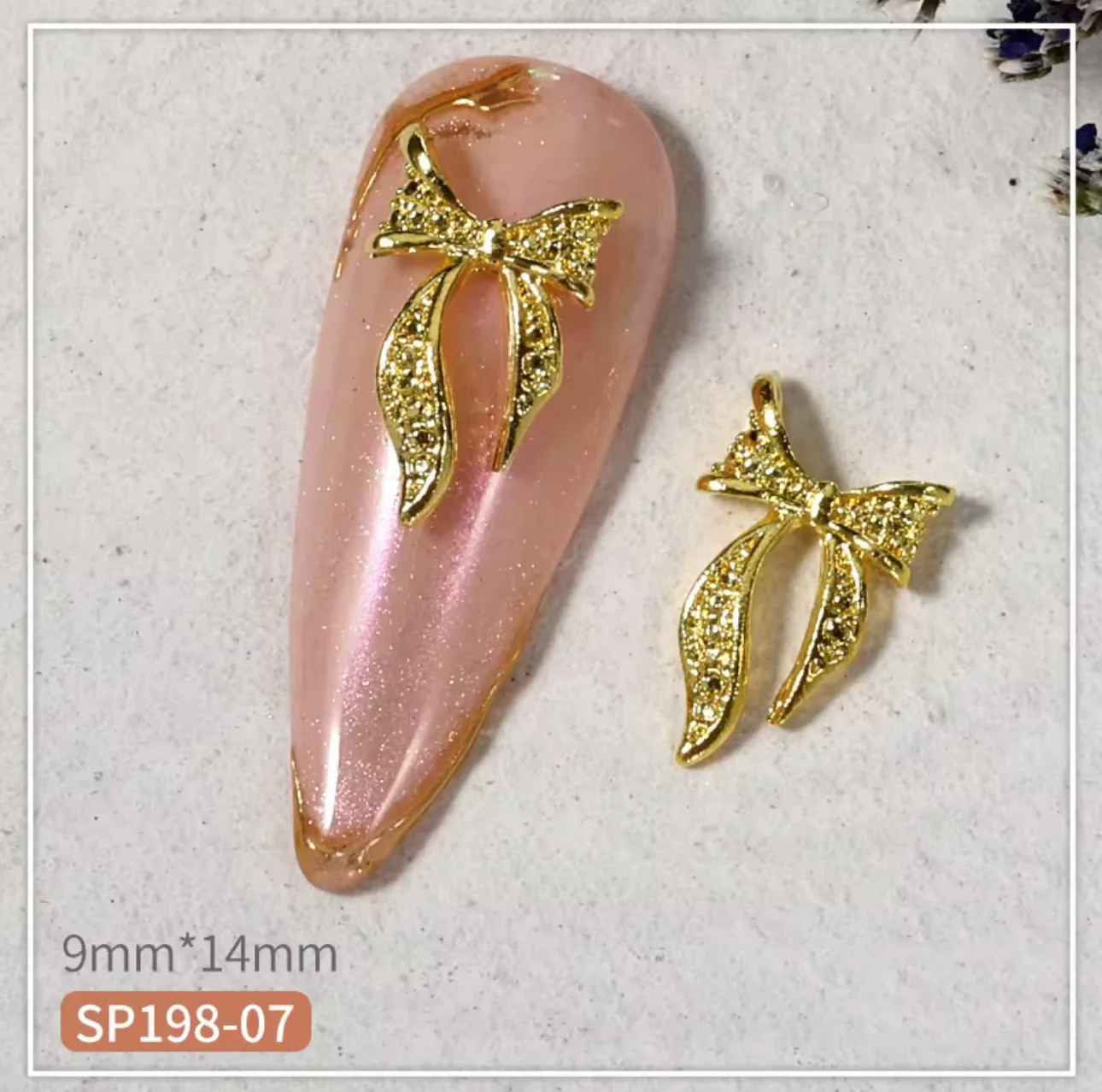 Gold Bow Nail Charm