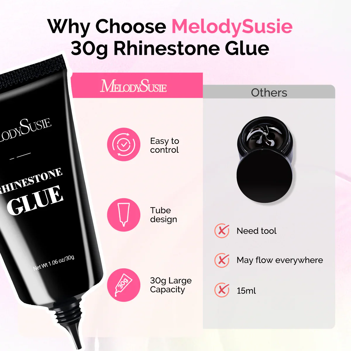 MelodySusie Nail Rhinestone Glue 30g - 2Pcs - Image 3