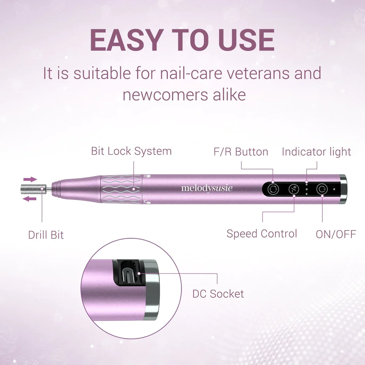MelodySusie PR1-Cordless Rechargeable Nail Drill 28,000 RPM - Image 3