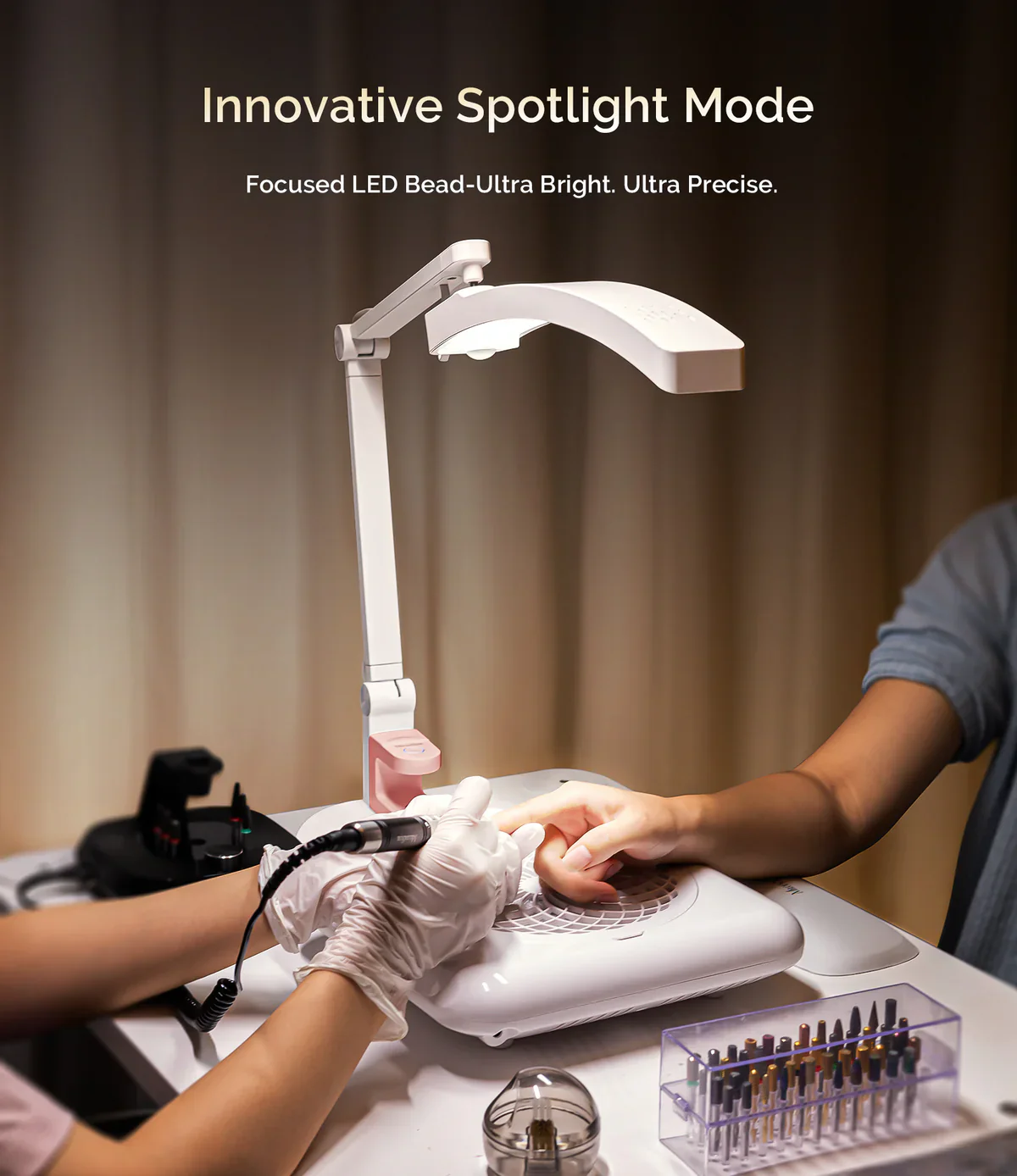 MelodySusie S-Pro29G Nail-Focused 3-Mode Manicure Table Lamp with White Mini Nail Lamp - Image 3