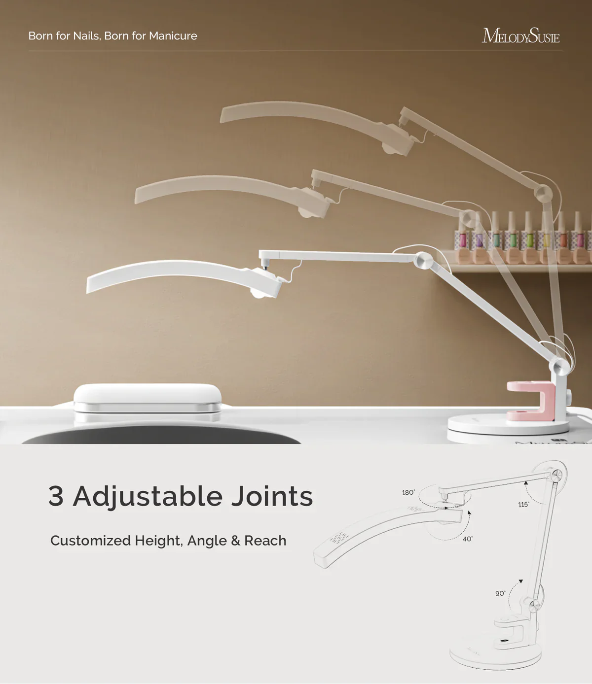 MelodySusie S-Pro29G Nail-Focused 3-Mode Manicure Table Lamp with White Mini Nail Lamp - Image 6