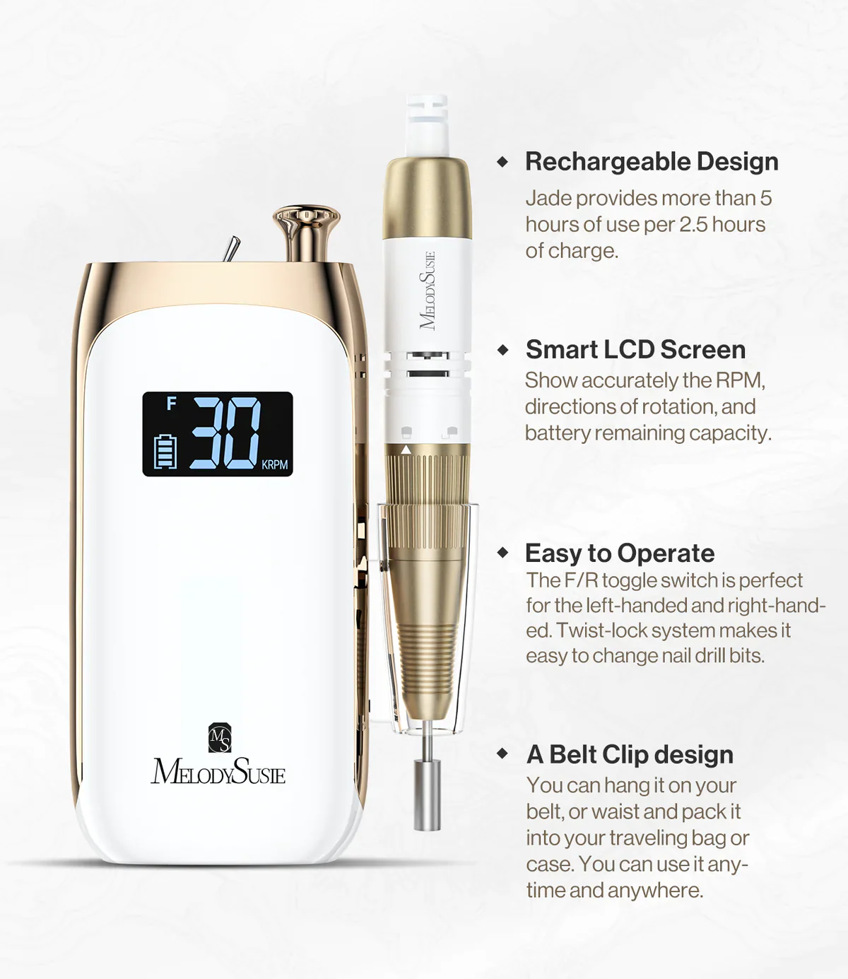 MelodySusie SR3-Rechargeable Nail Drill 30,000 RPM - Image 3