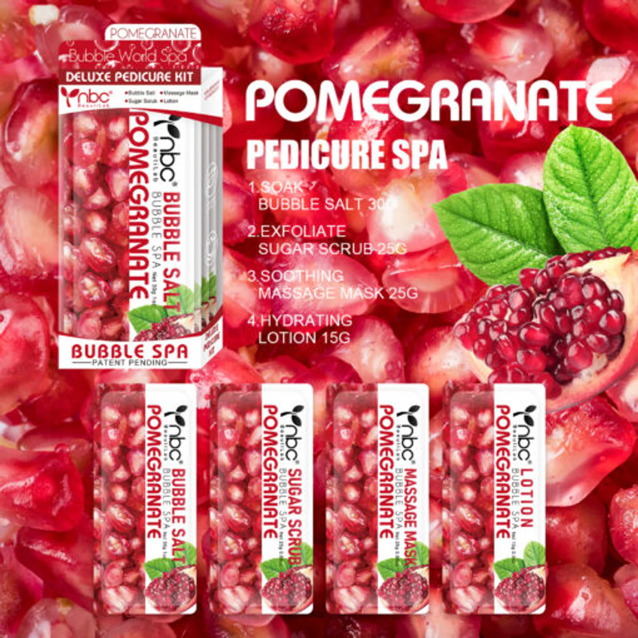 NBC Beautilab Deluxe Pedicure Kit “Pomegranate “ 50 sets