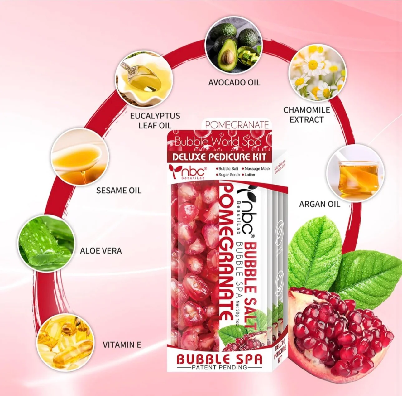 NBC Beautilab Deluxe Pedicure Kit “Pomegranate “ 50 sets - Image 3