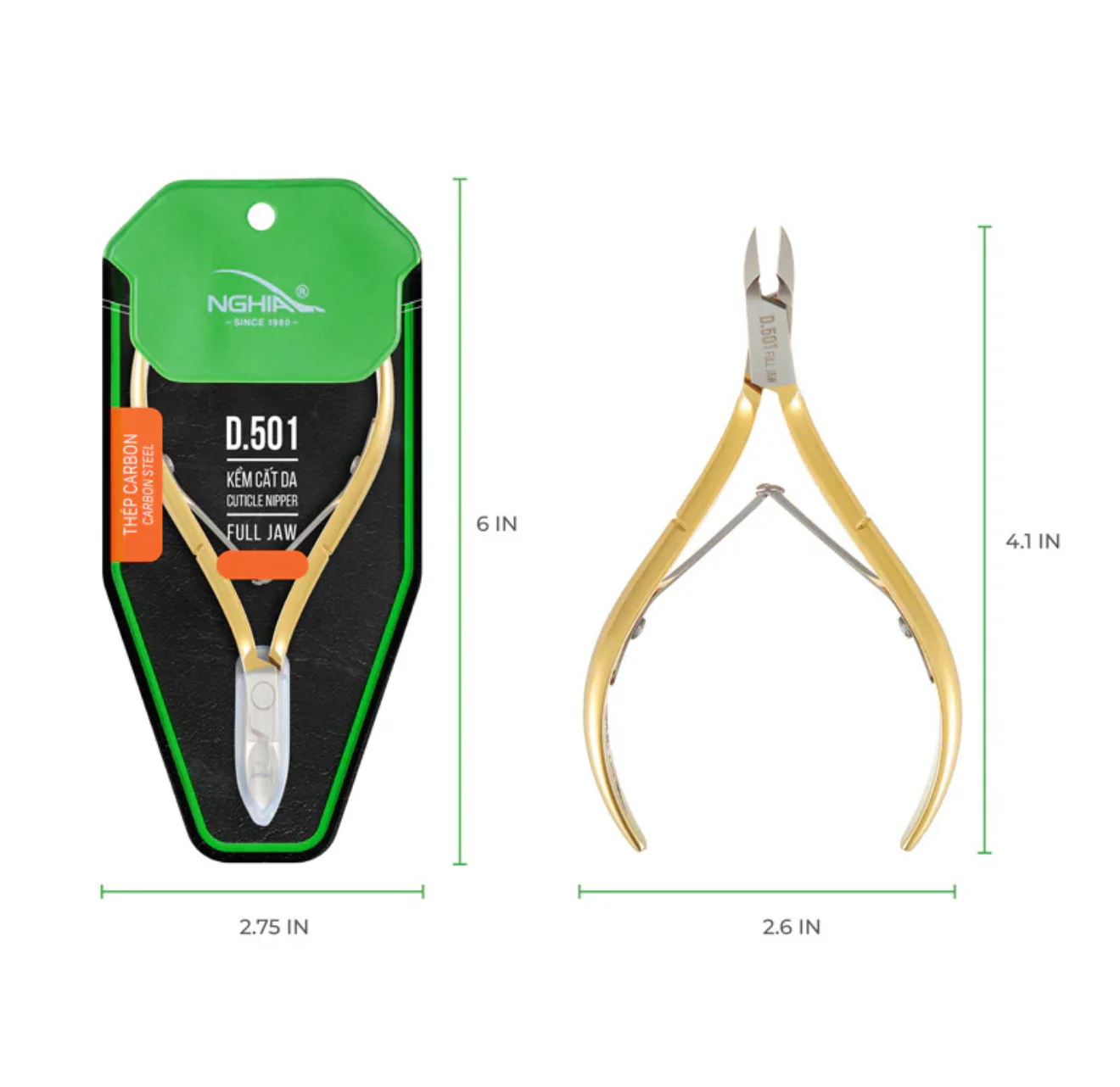 NGHIA GOLD Cuticle Nipper - D-501 (Hard Steel) - Image 3