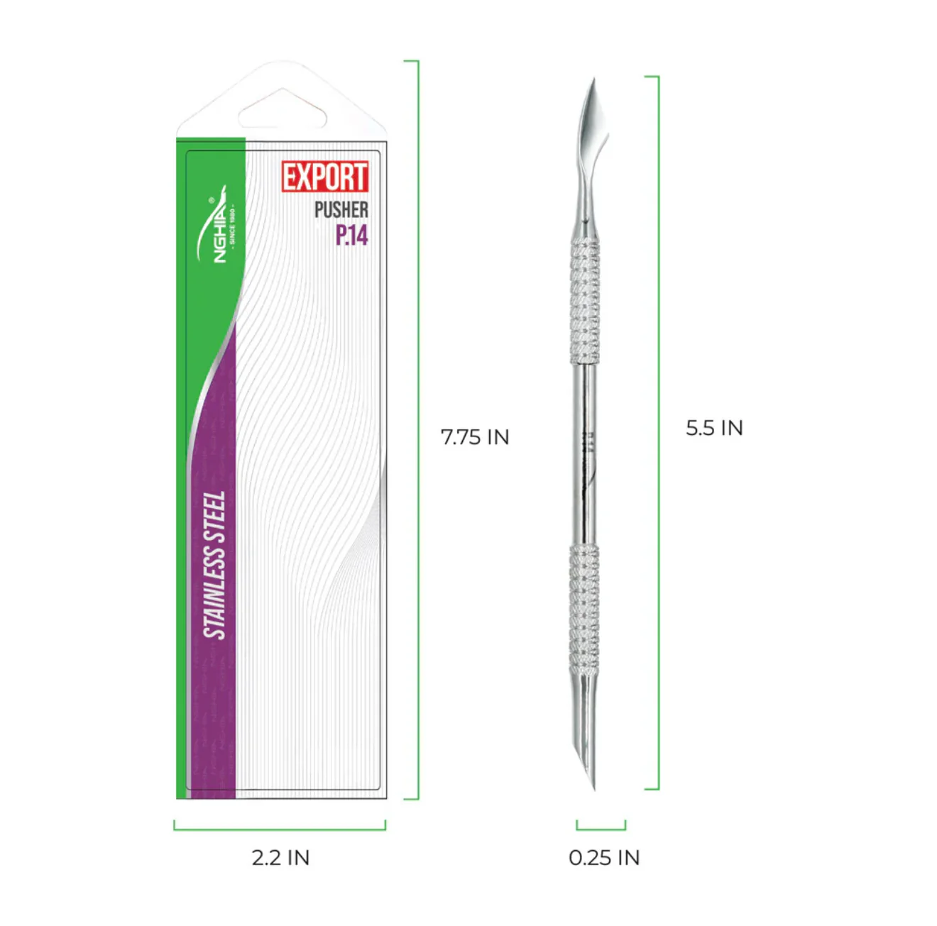 NGHIA Cuticle Pusher - P-14 (Stainless Steel) - Image 3