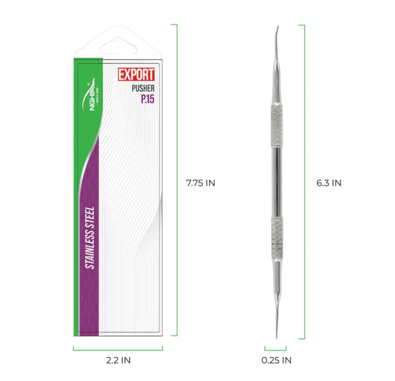 NGHIA Cuticle Pusher - P-15 (Stainless Steel) - Image 2