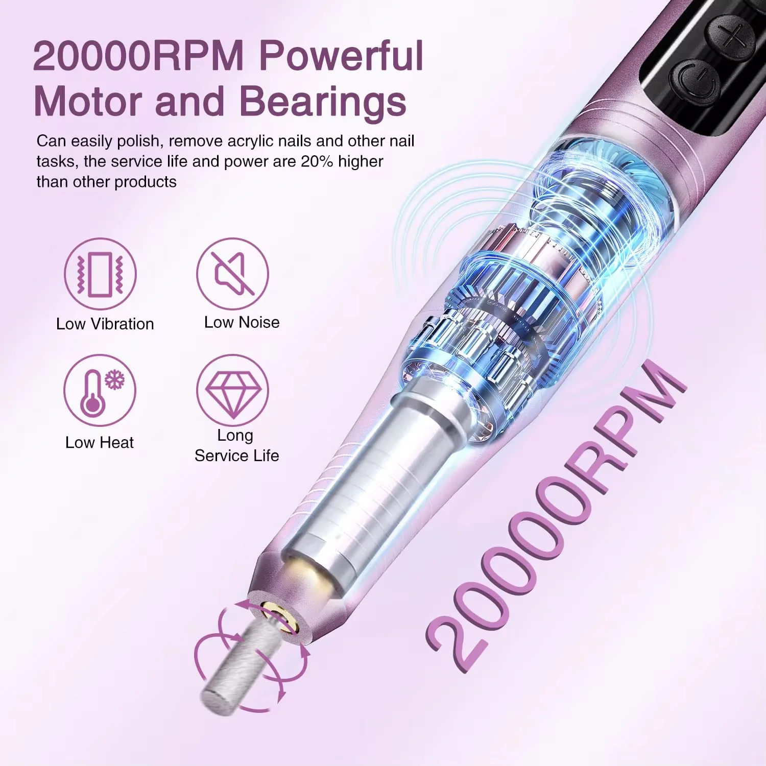 Rechargeable Nail Drill 20,000RPM - Image 3