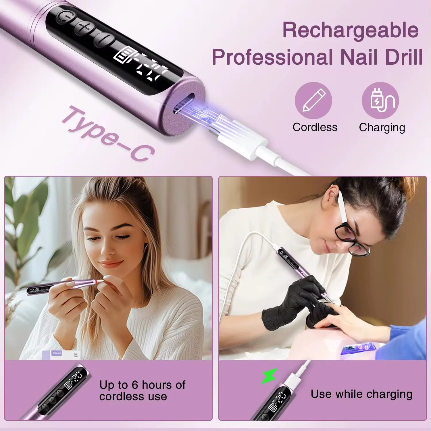 Rechargeable Nail Drill 20,000RPM - Image 4
