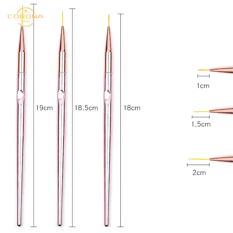 Rose Gold Art Brush Set 3Pcs - Image 3