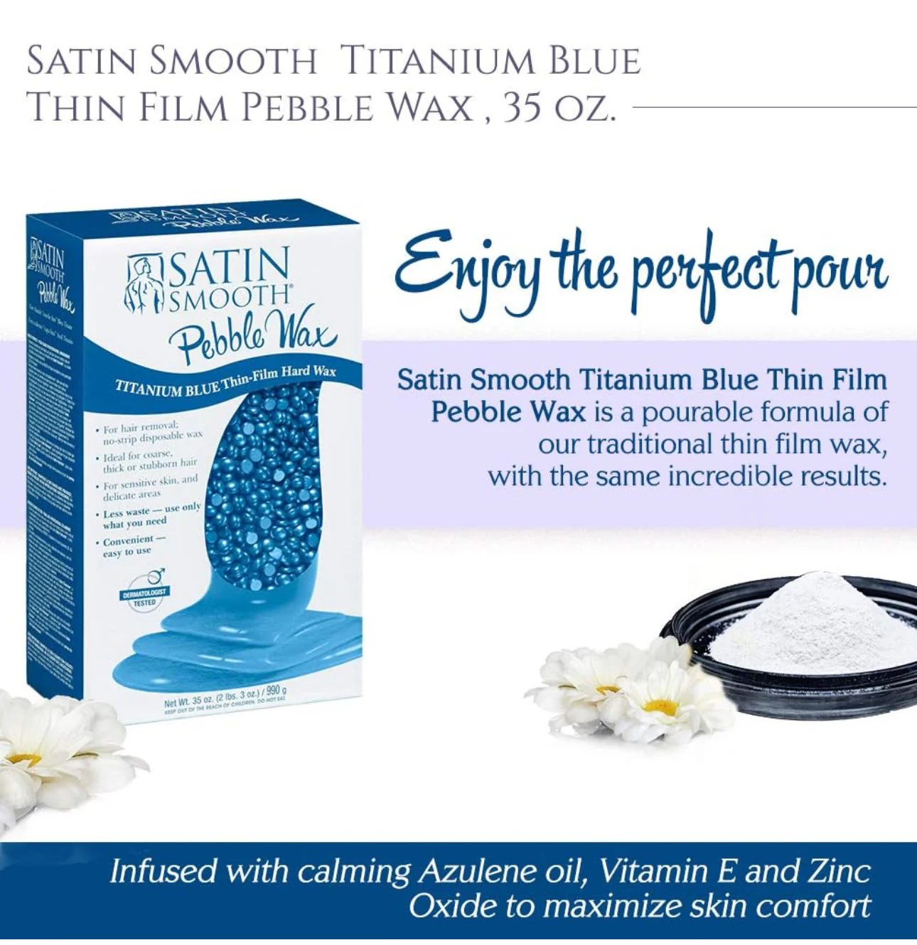 SATIN SMOOTH PEBBLE WAX “TITANIUM BLUE” THIN-FILM HARD WAX - Image 2