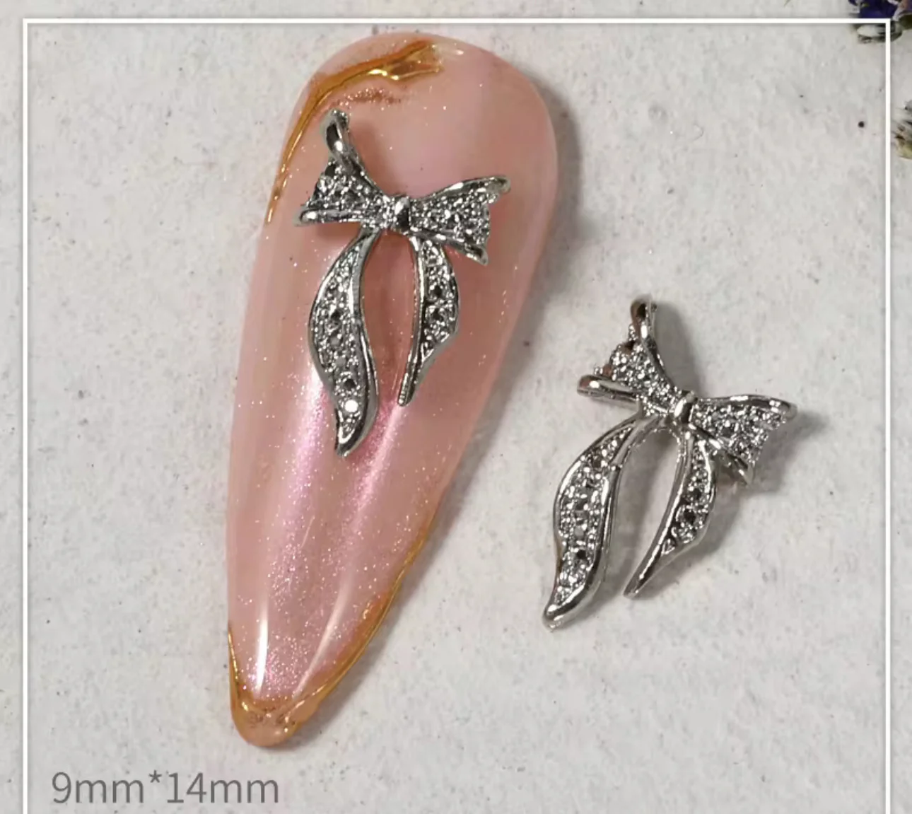 Silver Bow Nail Charms