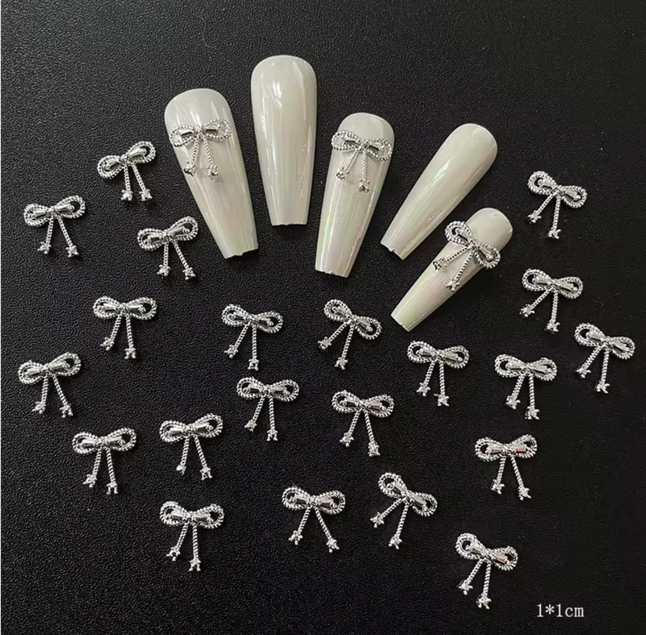 Silver Bow Nail Charms - Image 2