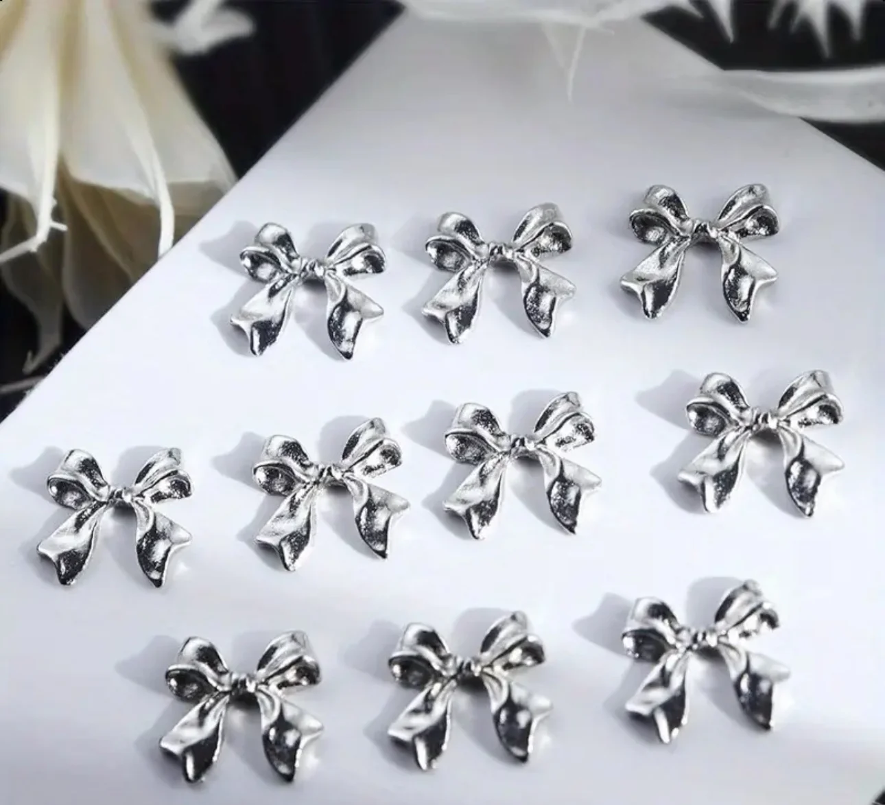 Silver Bow Nail Charms - Image 2