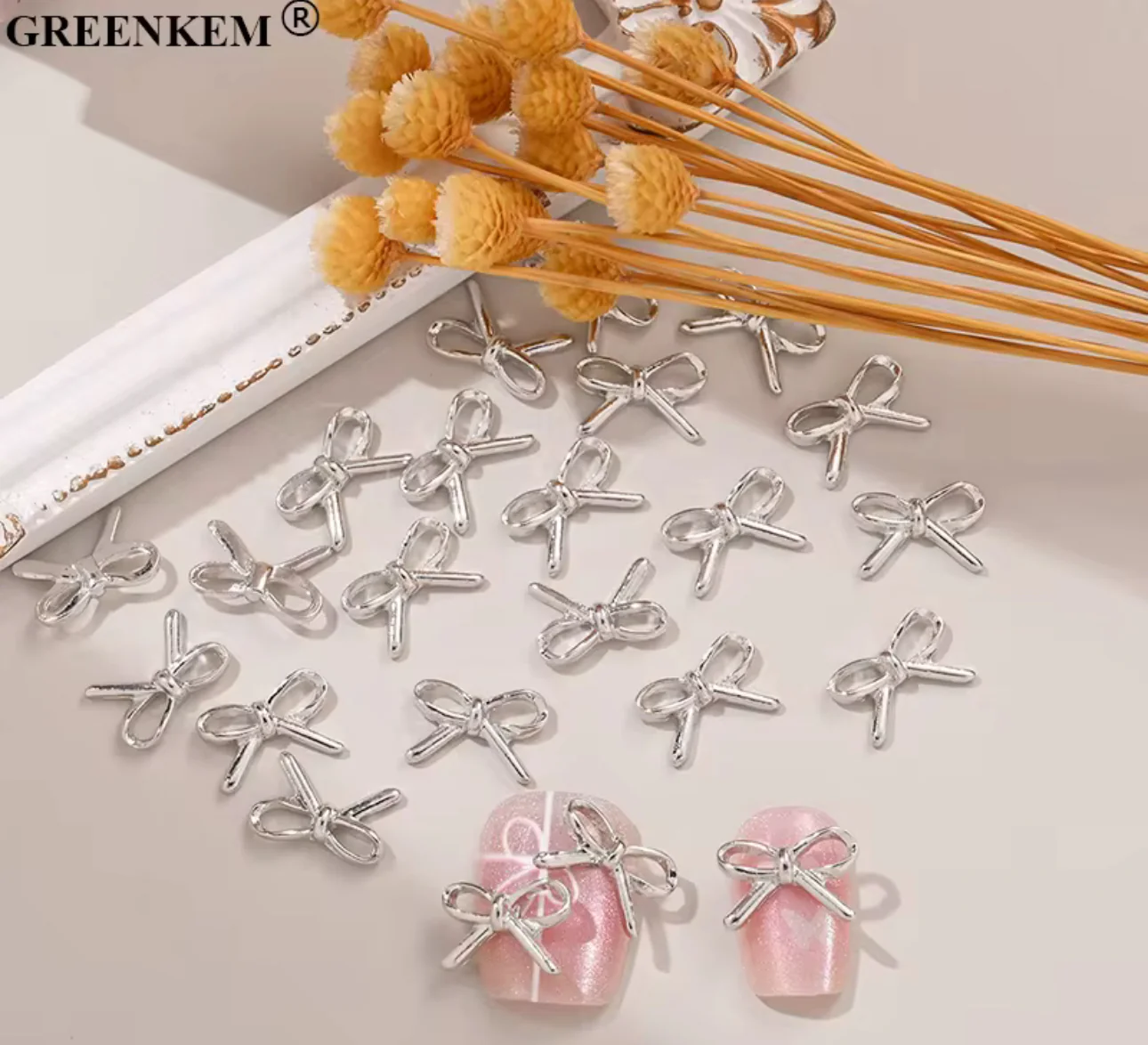 Silver Bow Nail Charms - Image 3