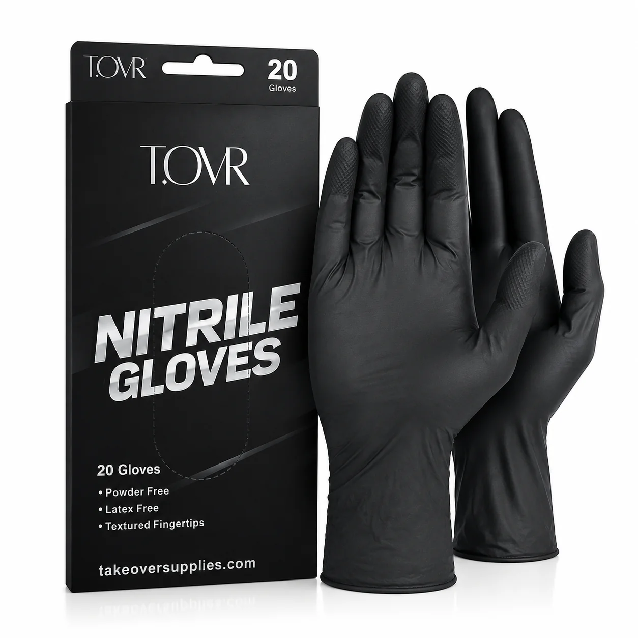 Take Over Black Nitrile Gloves 20ct