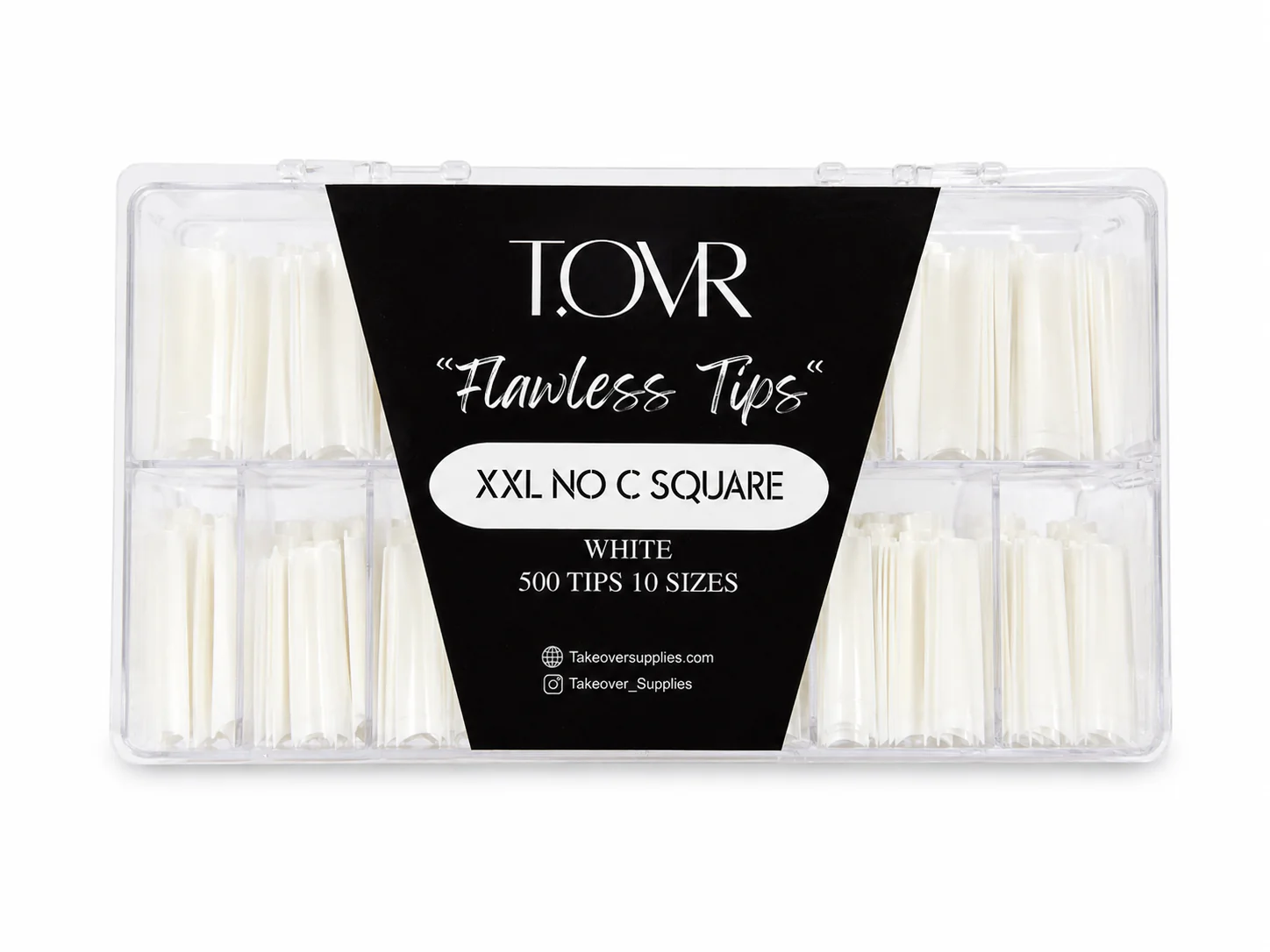 Take Over White XXL NO C Square Nail Tips 500pc