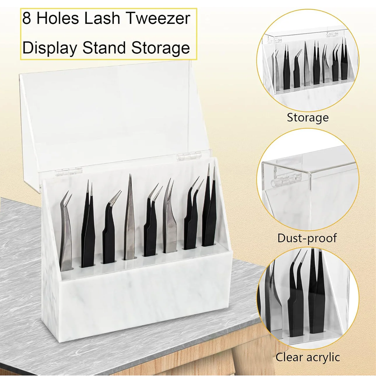 White Marble Tweezer Storage Box - Image 3